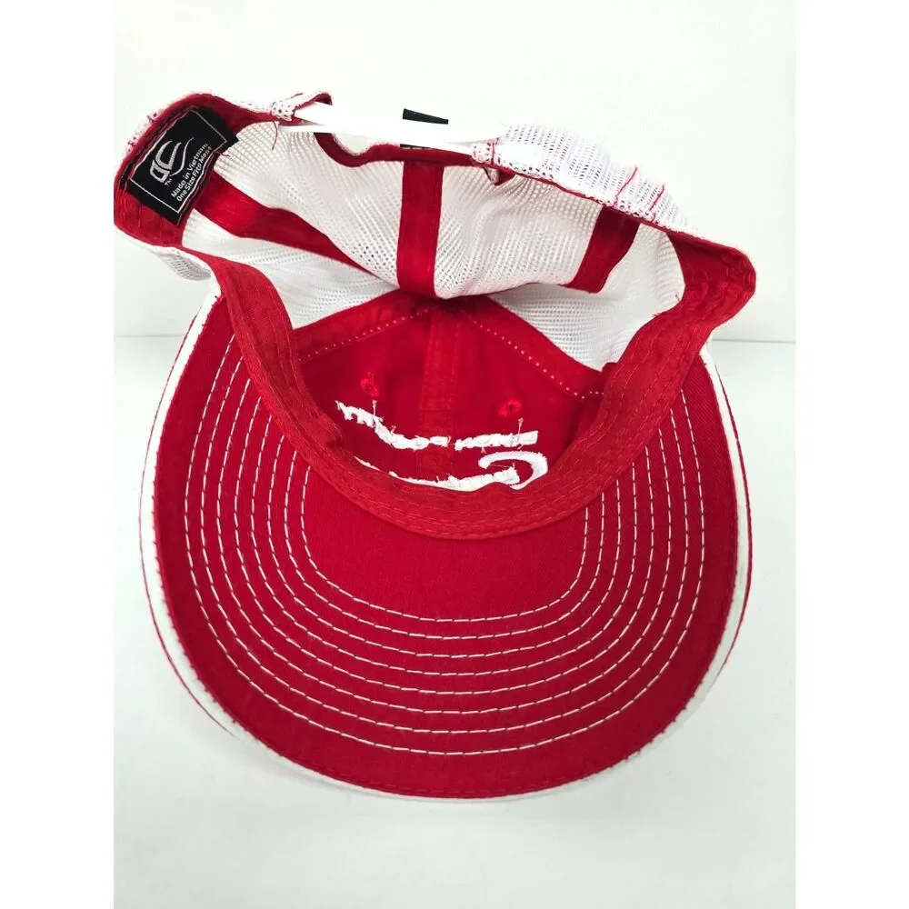 Dixon Poultry Trucker Hat Cumberland Russellville AR Red White Mesh Snapback